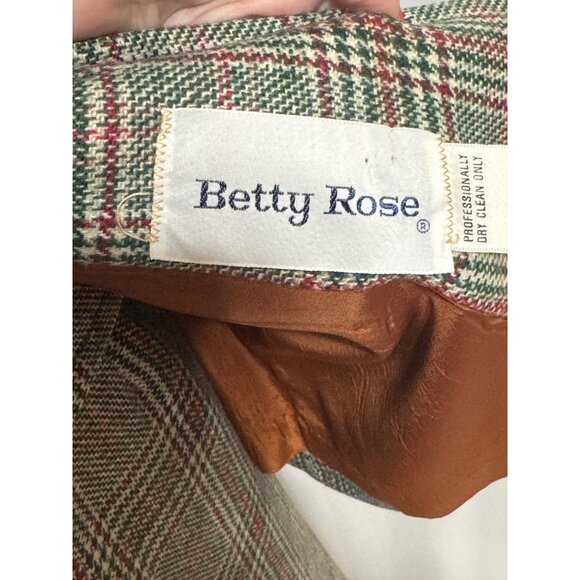 Vtg Betty Rose 3 Piece Plaid Wool Pant Suit Red Green Small 70s Suit Christmas - Picture 15 of 16